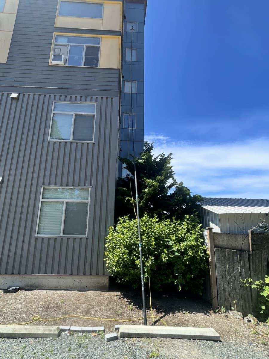 Apartment building exterior siding